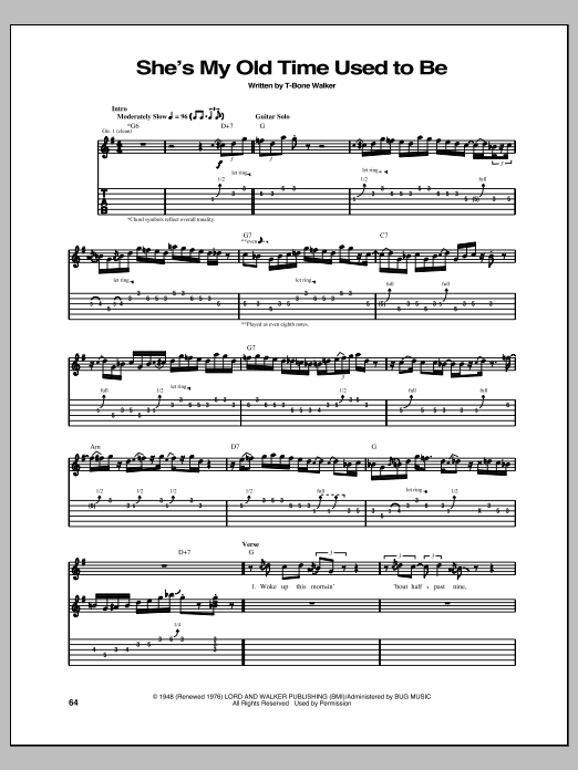 She's My Old Time Used To Be (Guitar Tab) von T-Bone Walker