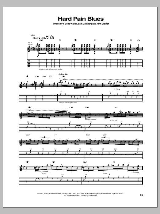 Hard Pain Blues (Guitar Tab) von T-Bone Walker