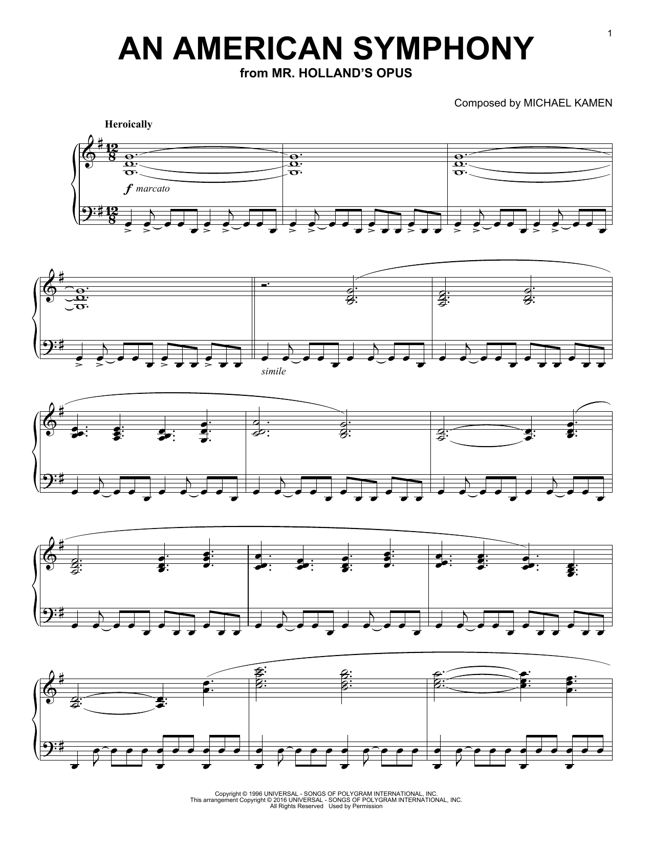 An American Symphony (Piano Solo) von Michael Kamen
