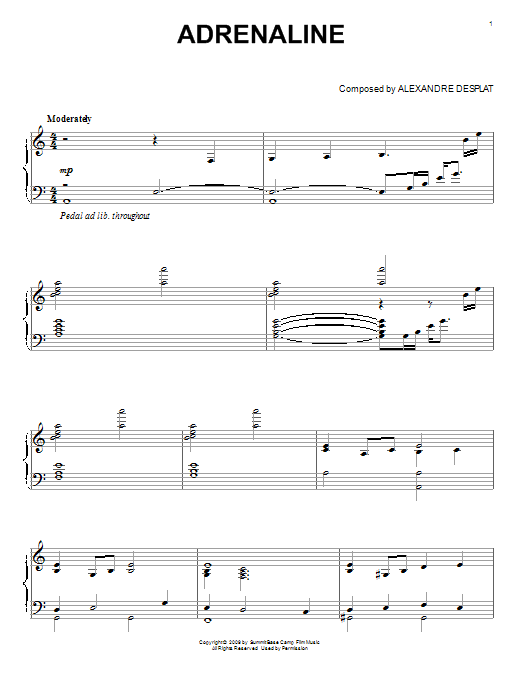 Adrenaline (from The Twilight Saga: New Moon) (Piano Solo) von Alexandre Desplat