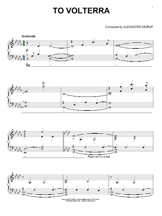 To Volterra (from The Twilight Saga: New Moon) (Piano Solo) von Alexandre Desplat