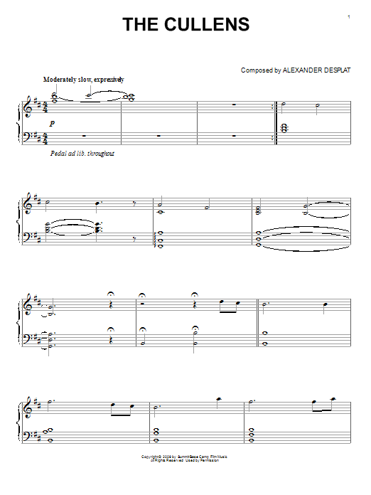 The Cullens (from The Twilight Saga: New Moon) (Piano Solo) von Alexandre Desplat