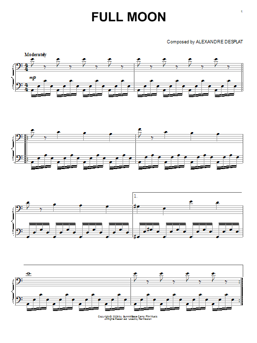 Full Moon (from The Twilight Saga: New Moon) (Piano Solo) von Alexandre Desplat