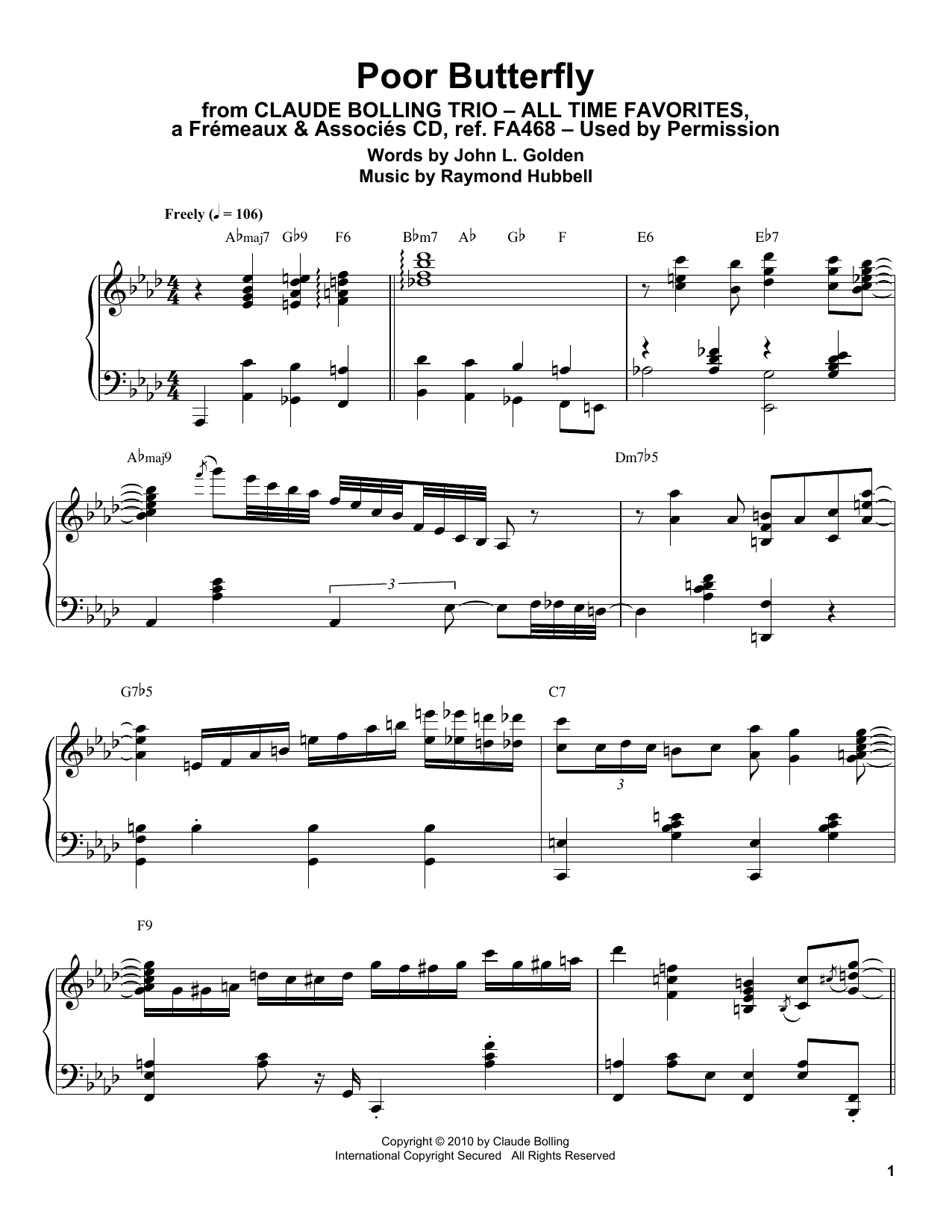 Poor Butterfly (Piano Transcription) von Claude Bolling