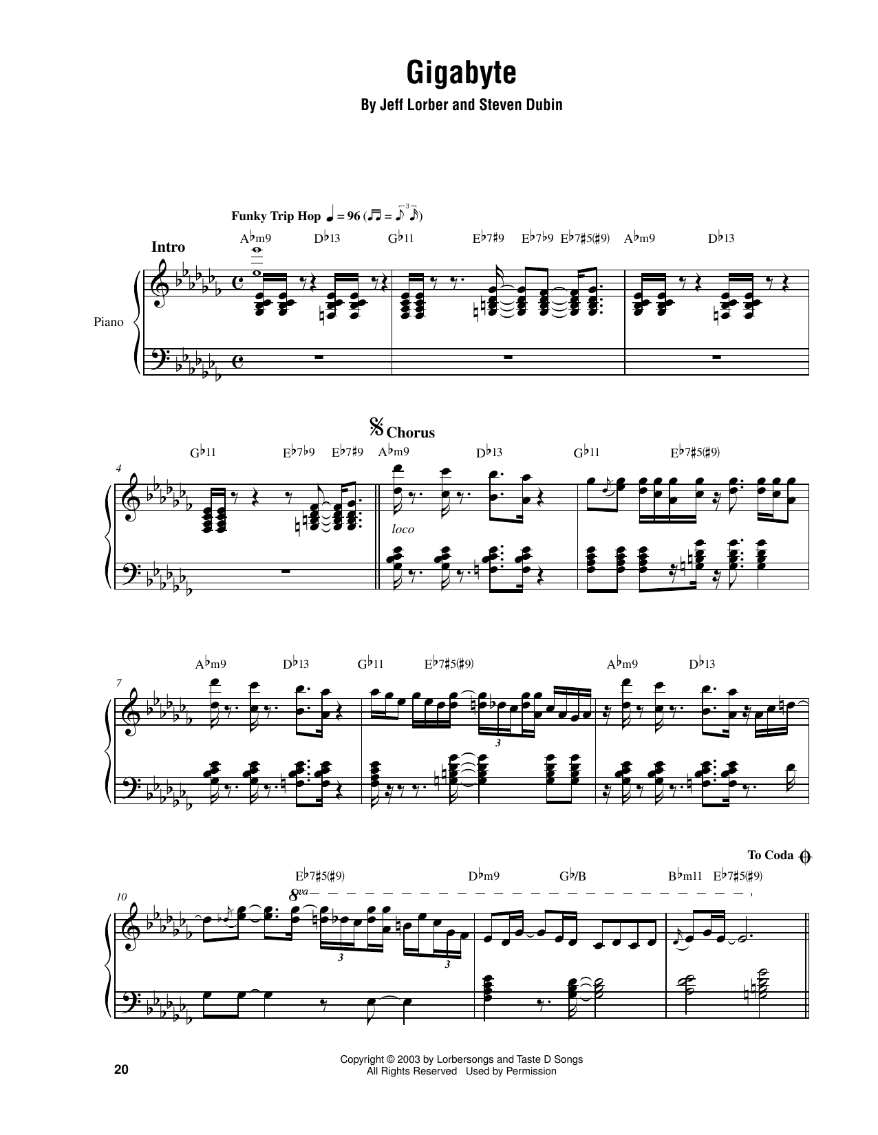 Gigabyte (Piano Transcription) von Jeff Lorber