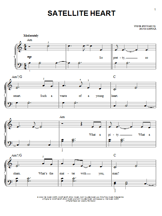 Satellite Heart (Easy Piano) von Anya Marina