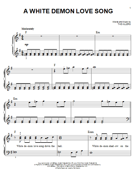 A White Demon Love Song (Easy Piano) von The Killers