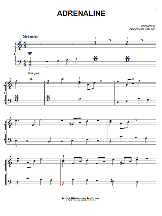 Adrenaline (from The Twilight Saga: New Moon) (Easy Piano) von Alexandre Desplat