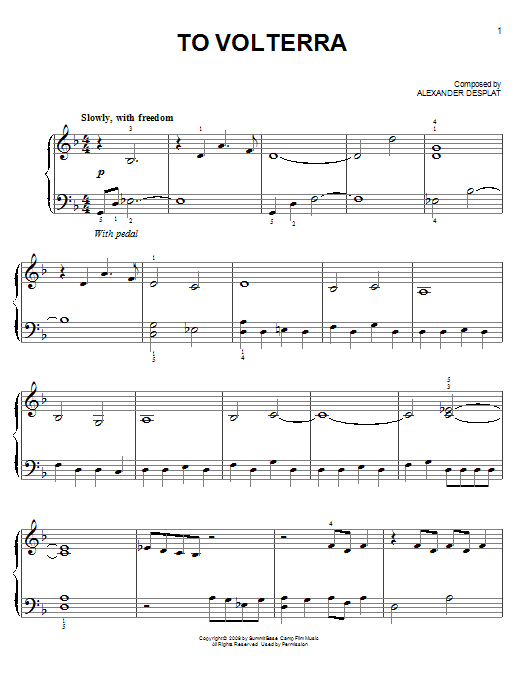 To Volterra (from The Twilight Saga: New Moon) (Easy Piano) von Alexandre Desplat