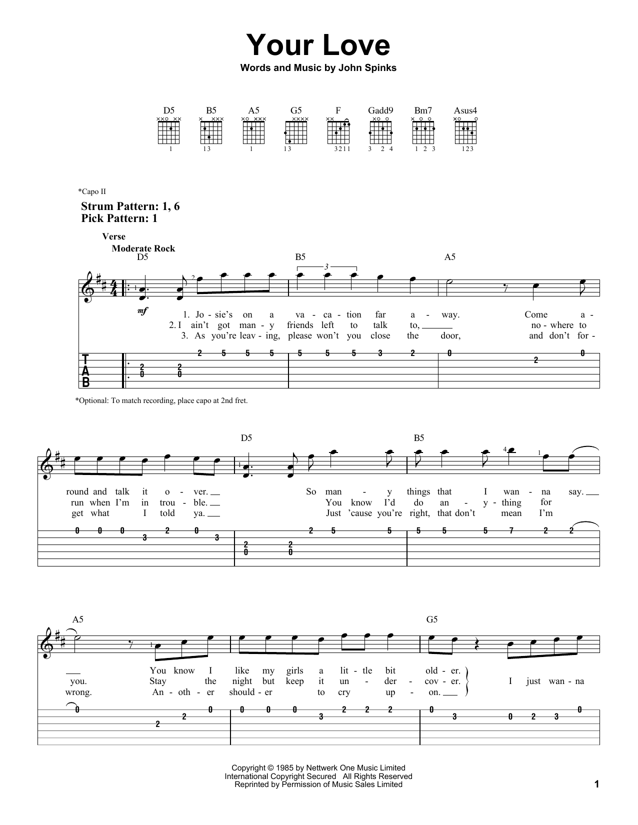 Your Love (Easy Guitar Tab) von The Outfield