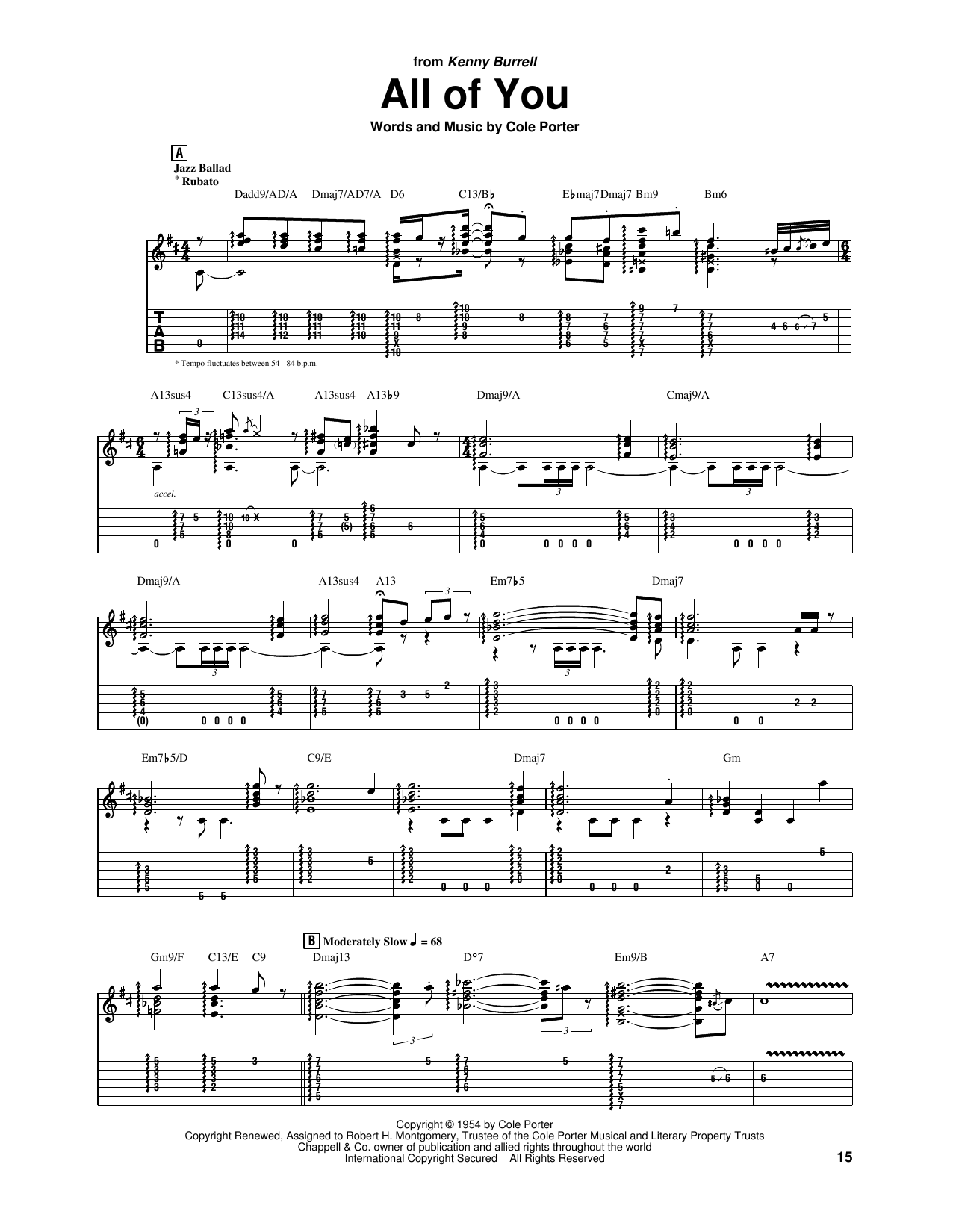 All Of You (Guitar Tab) von Kenny Burrell