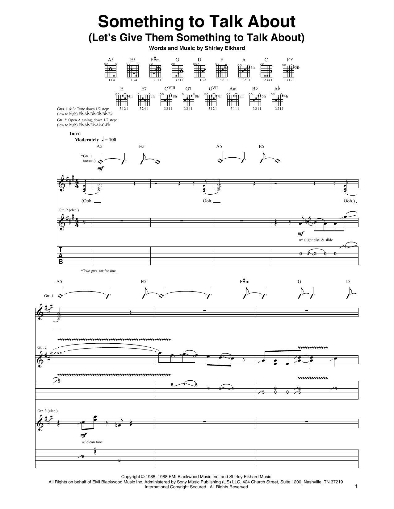 Something To Talk About (Let's Give Them Something To Talk About) (Guitar Tab) von Bonnie Raitt