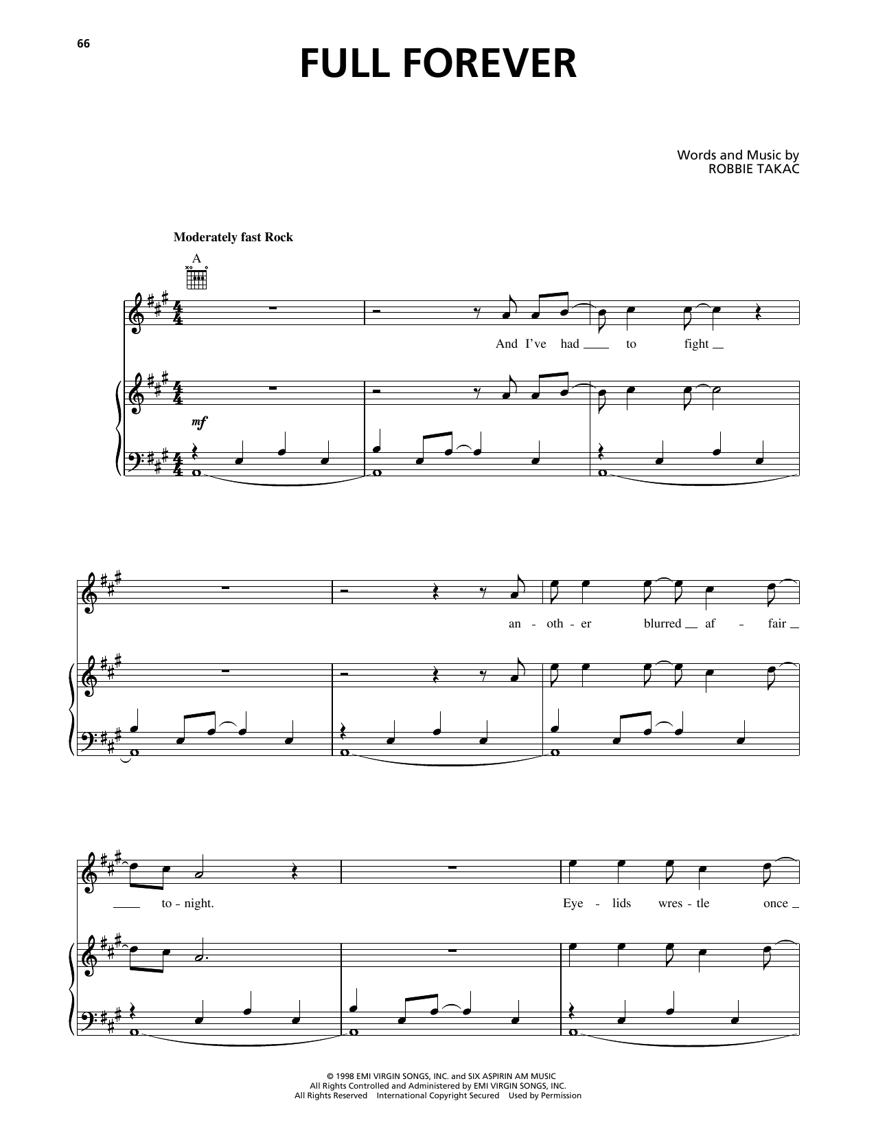 Full Forever (Piano, Vocal & Guitar Chords (Right-Hand Melody)) von The Goo Goo Dolls