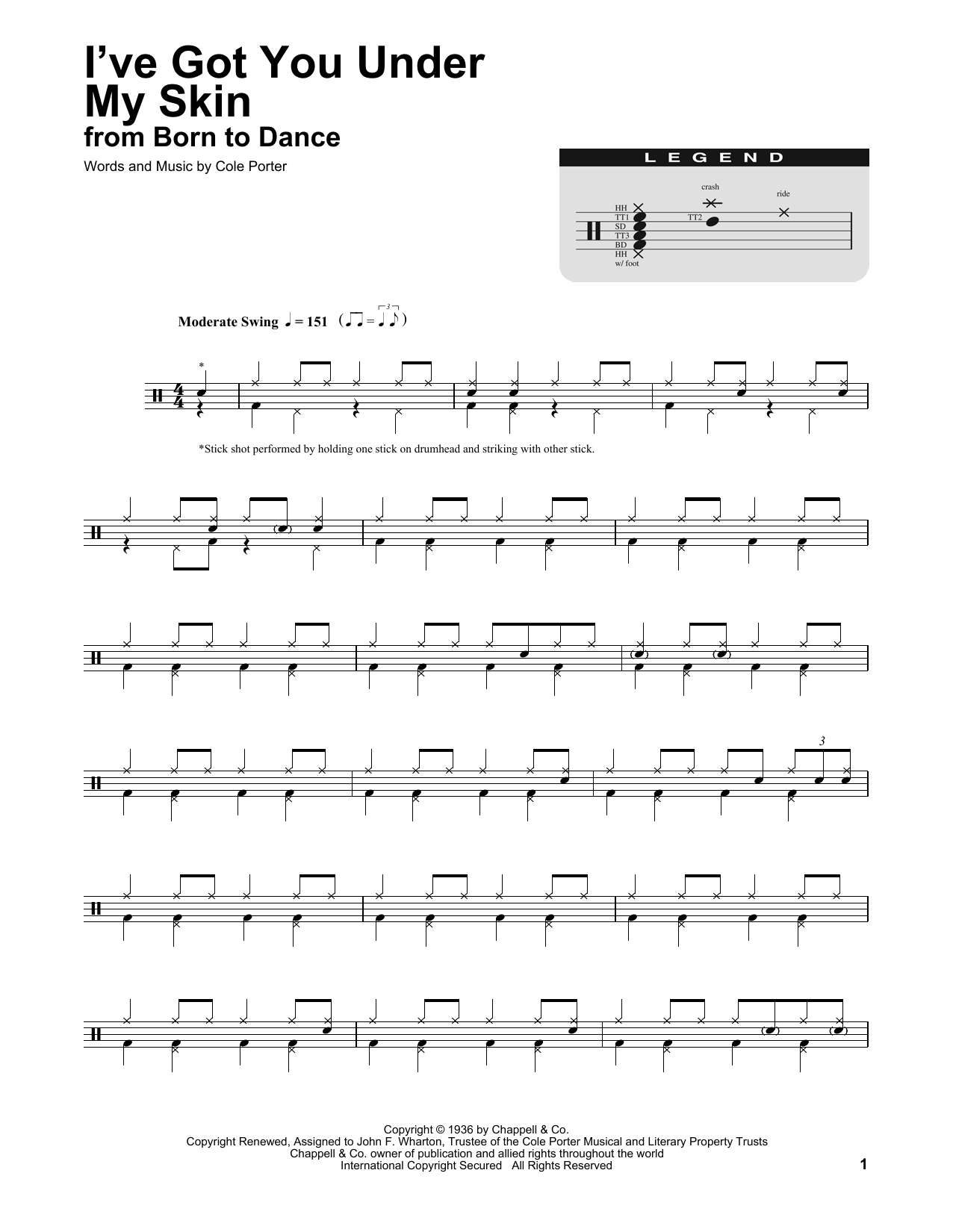 I've Got You Under My Skin (Drums Transcription) von Cole Porter