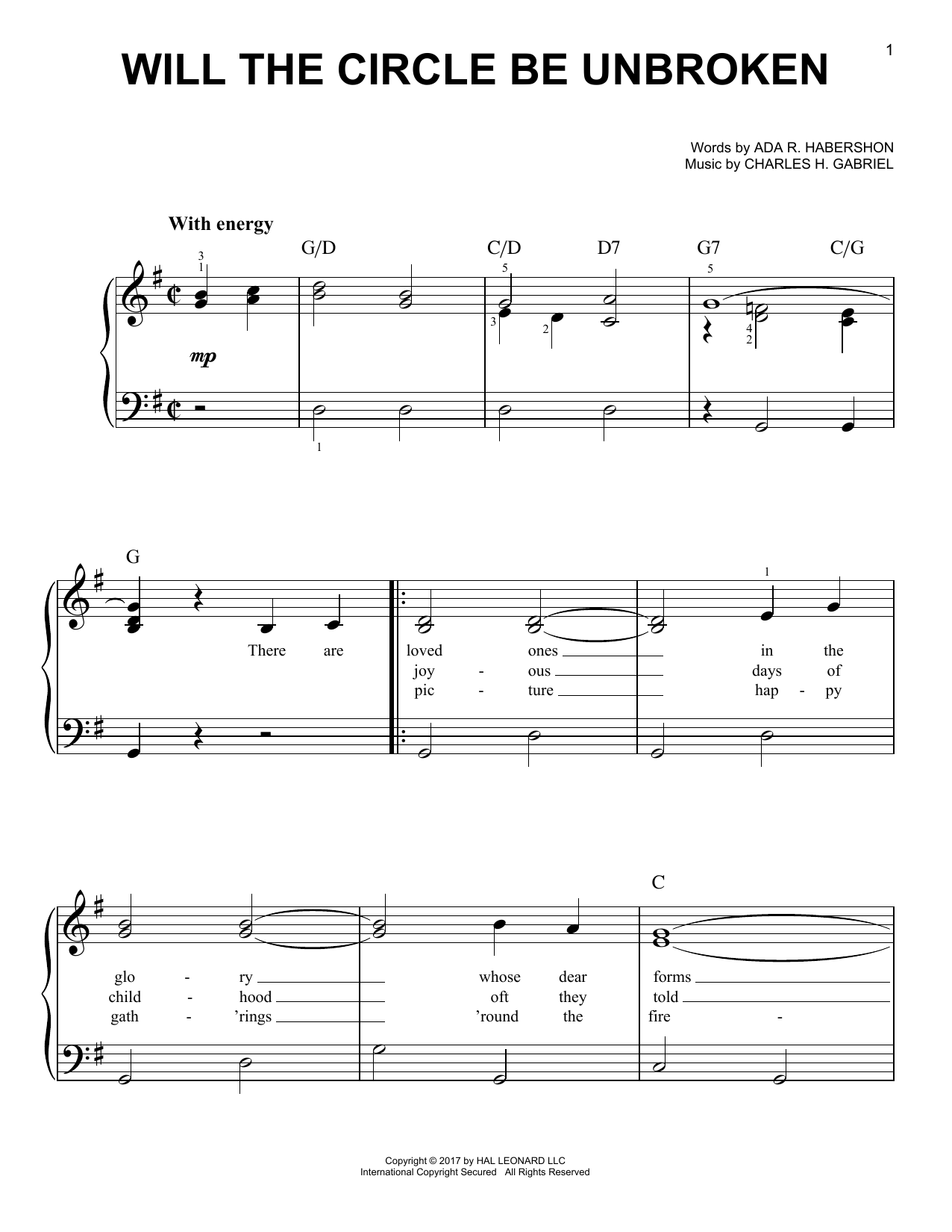 Will The Circle Be Unbroken (Very Easy Piano) von Charles H. Gabriel