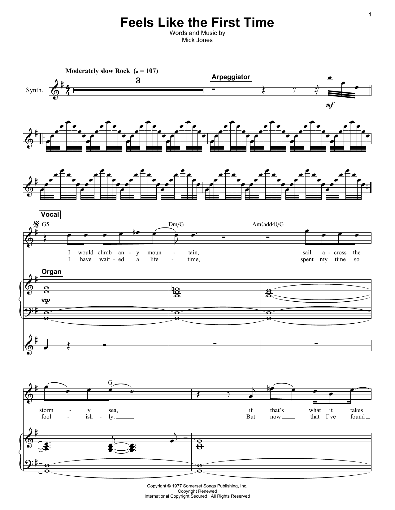 Feels Like The First Time (Keyboard Transcription) von Foreigner