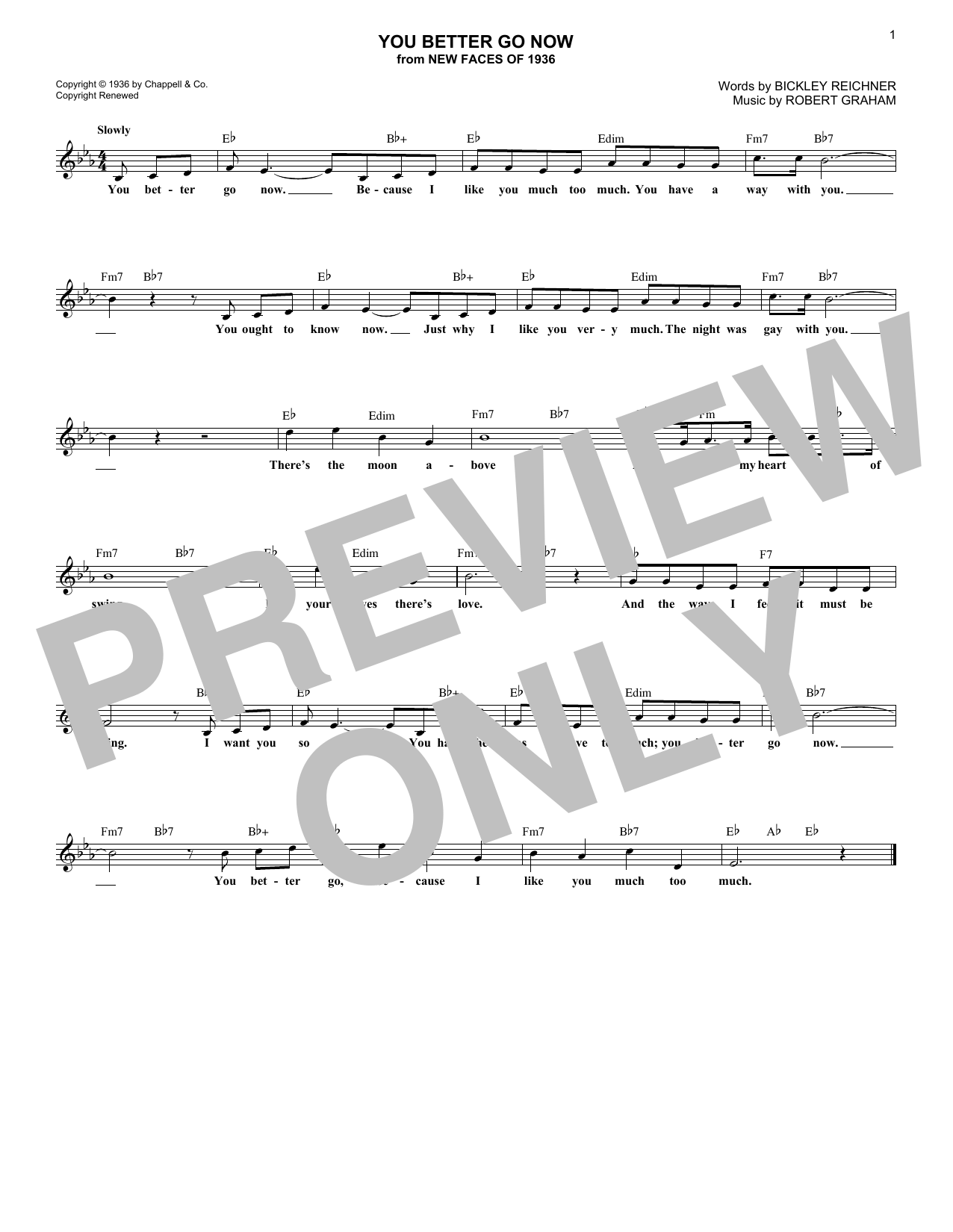 You Better Go Now (Lead Sheet / Fake Book) von Irvin Graham