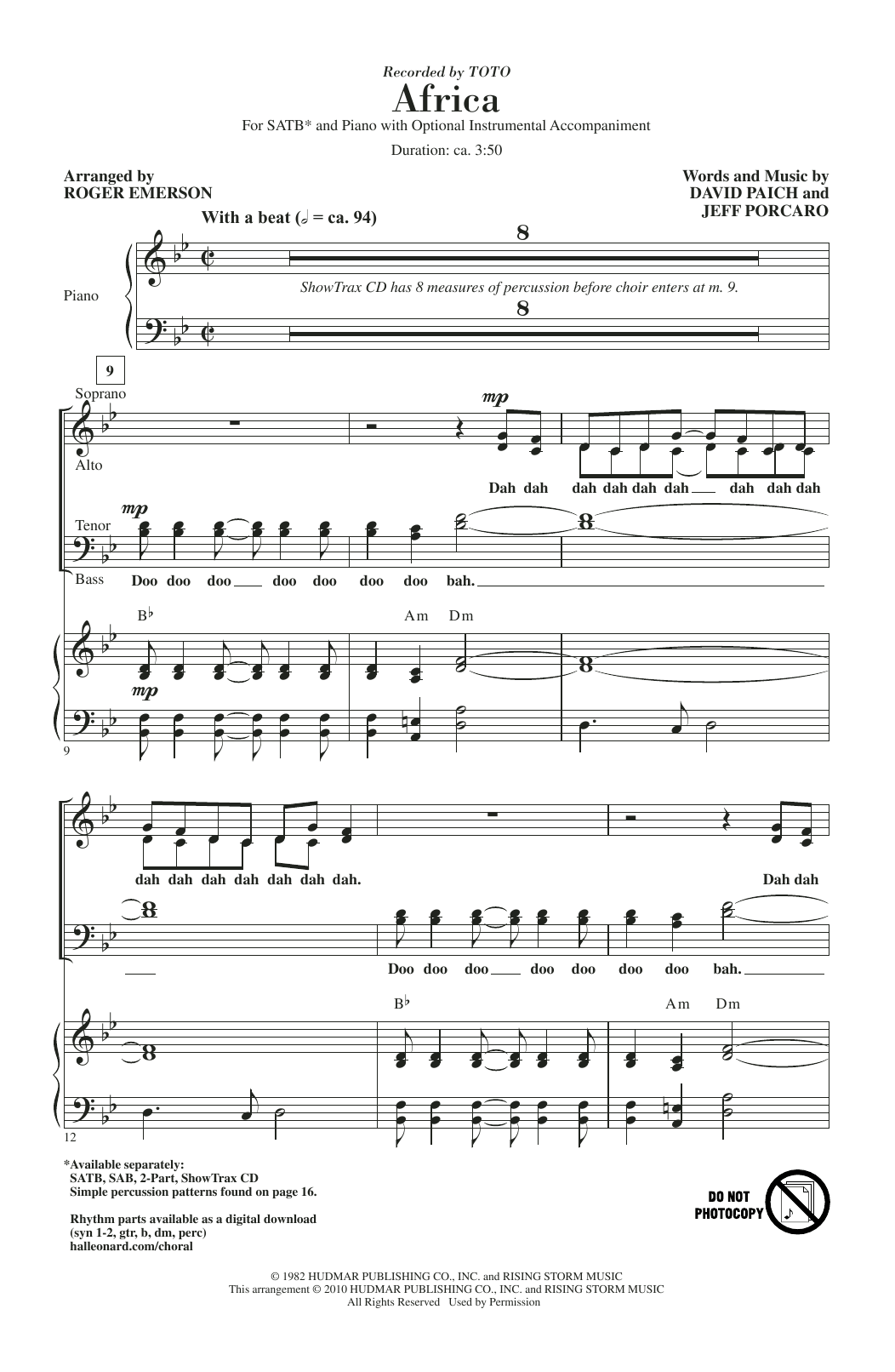 Africa (arr. Roger Emerson) (SATB Choir) von Toto