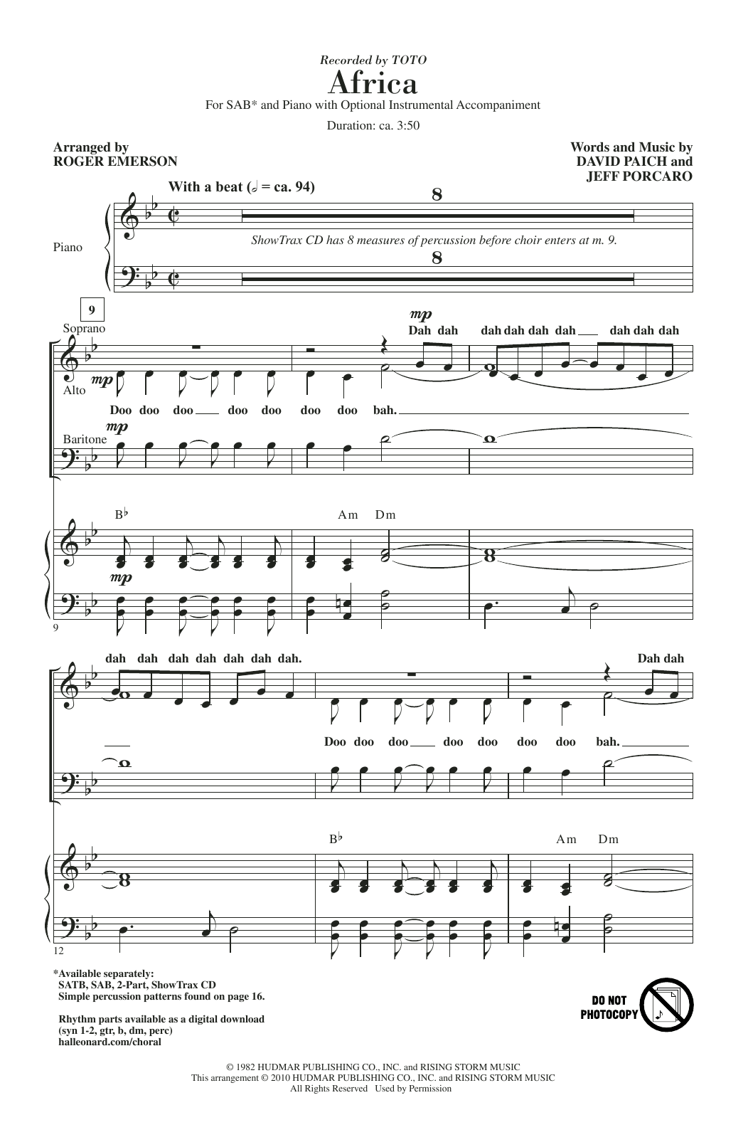 Africa (arr. Roger Emerson) (SAB Choir) von Toto