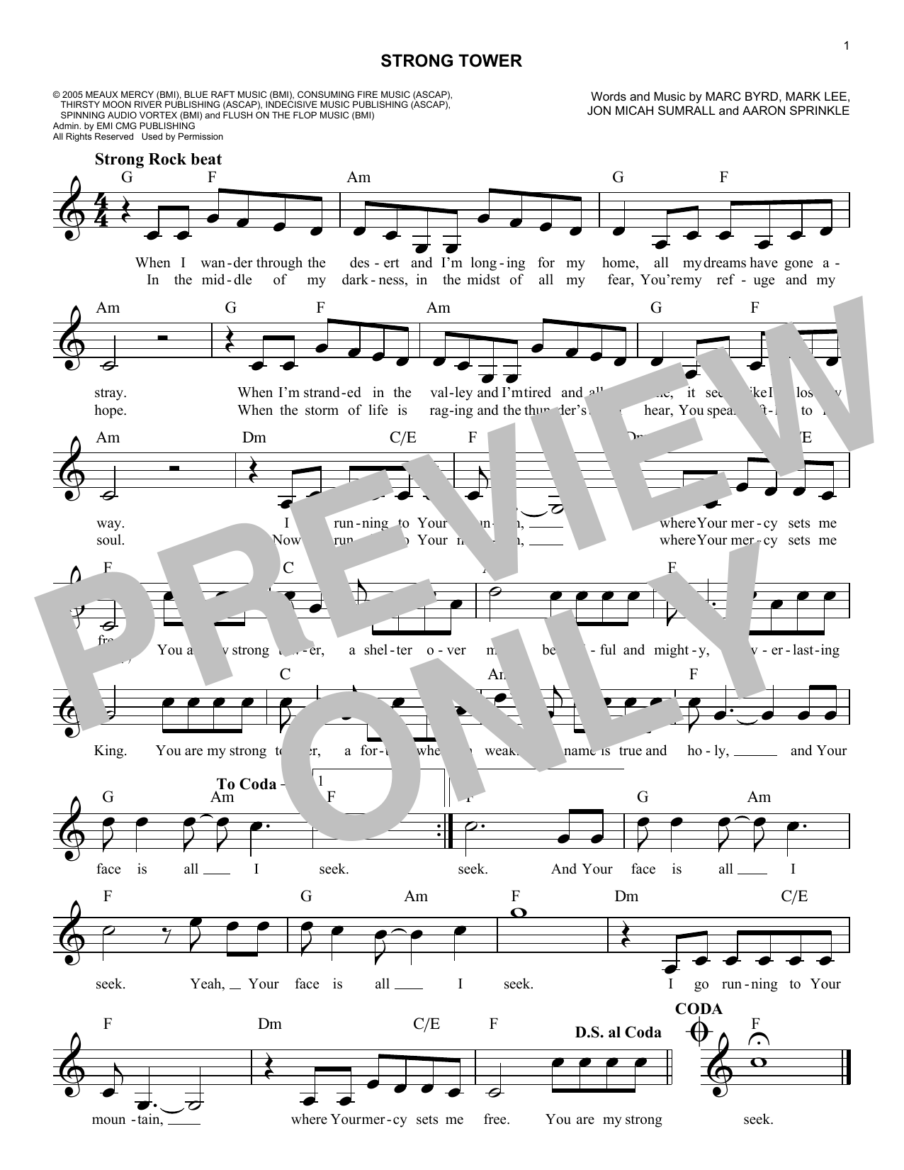 Strong Tower (Lead Sheet / Fake Book) von Kutless