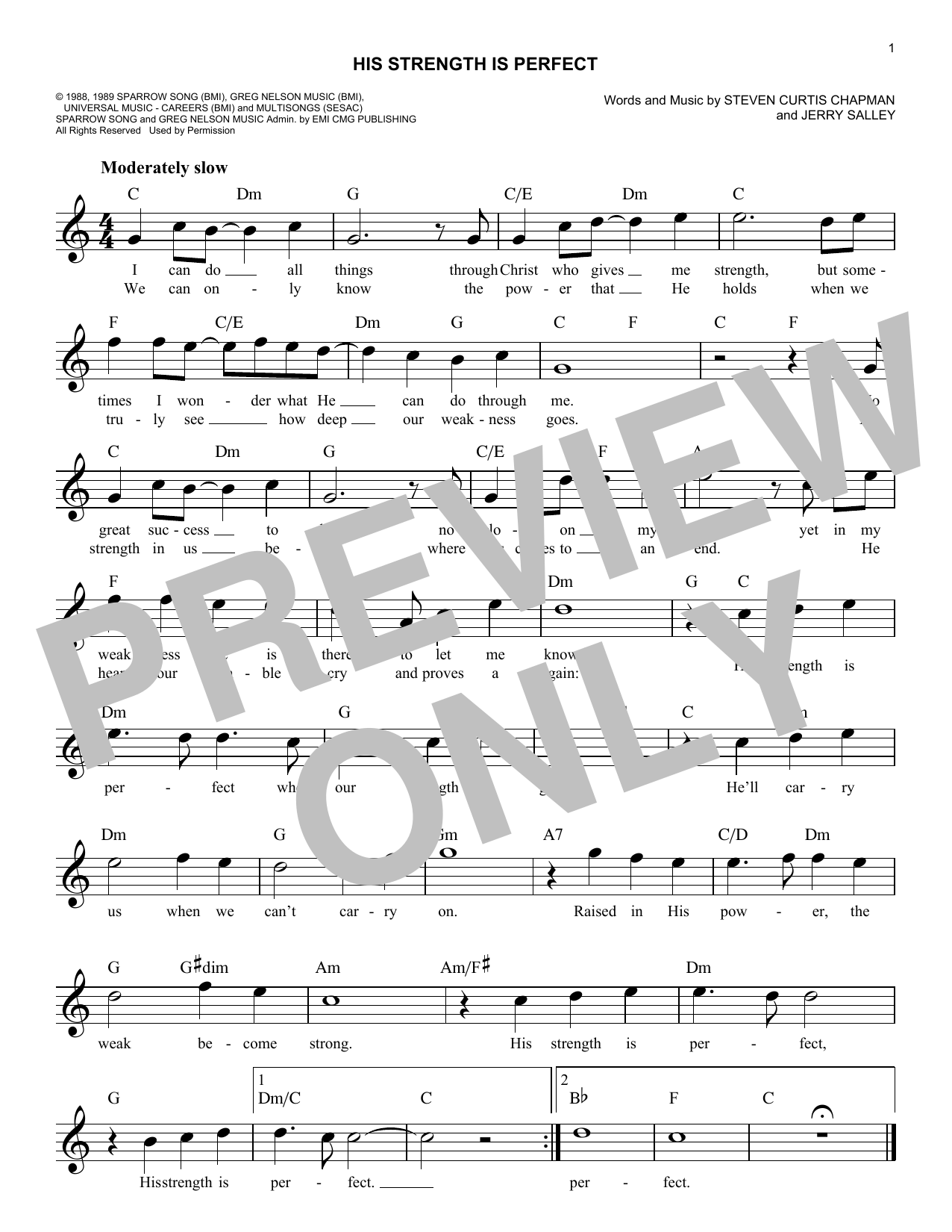 His Strength Is Perfect (Lead Sheet / Fake Book) von Steven Curtis Chapman