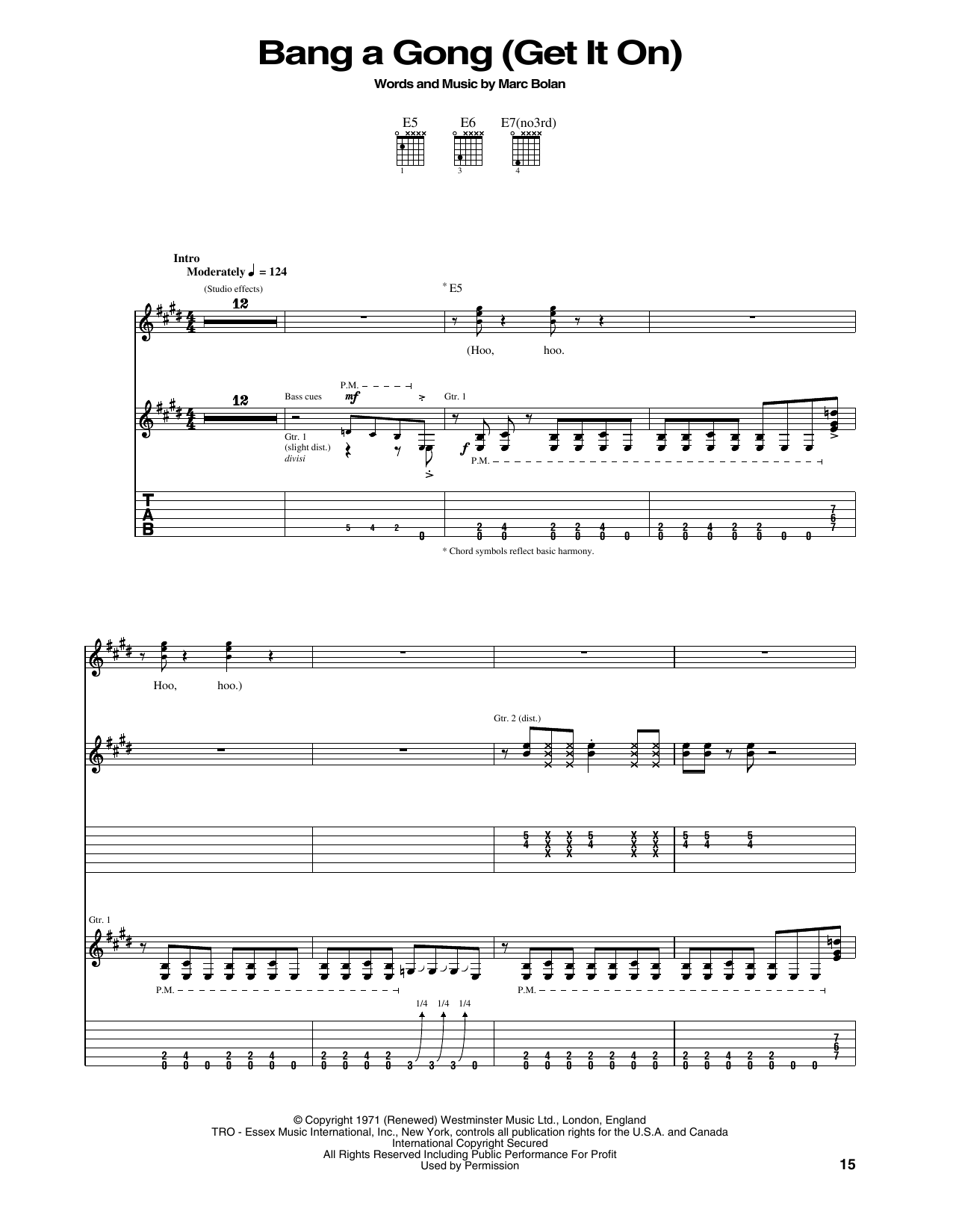 Bang A Gong (Get It On) (Guitar Tab) von T. Rex