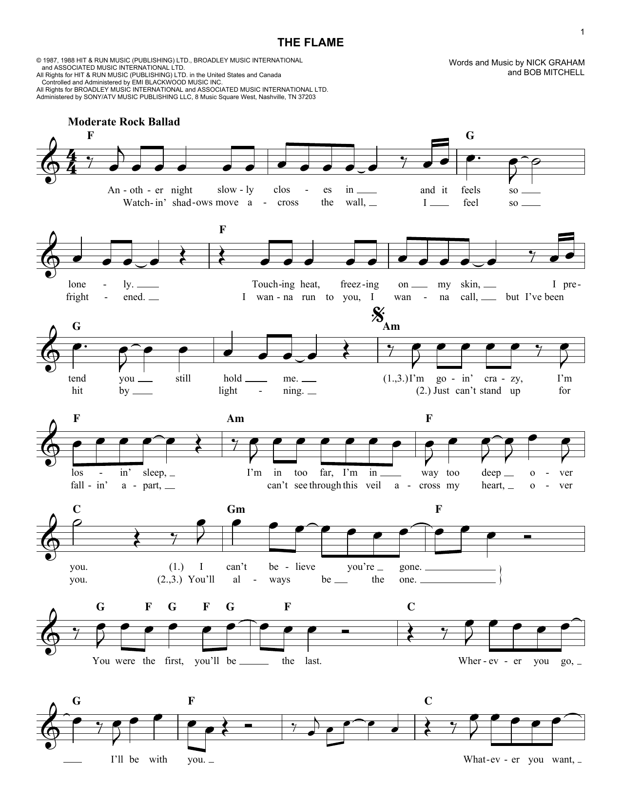 The Flame (Lead Sheet / Fake Book) von Cheap Trick