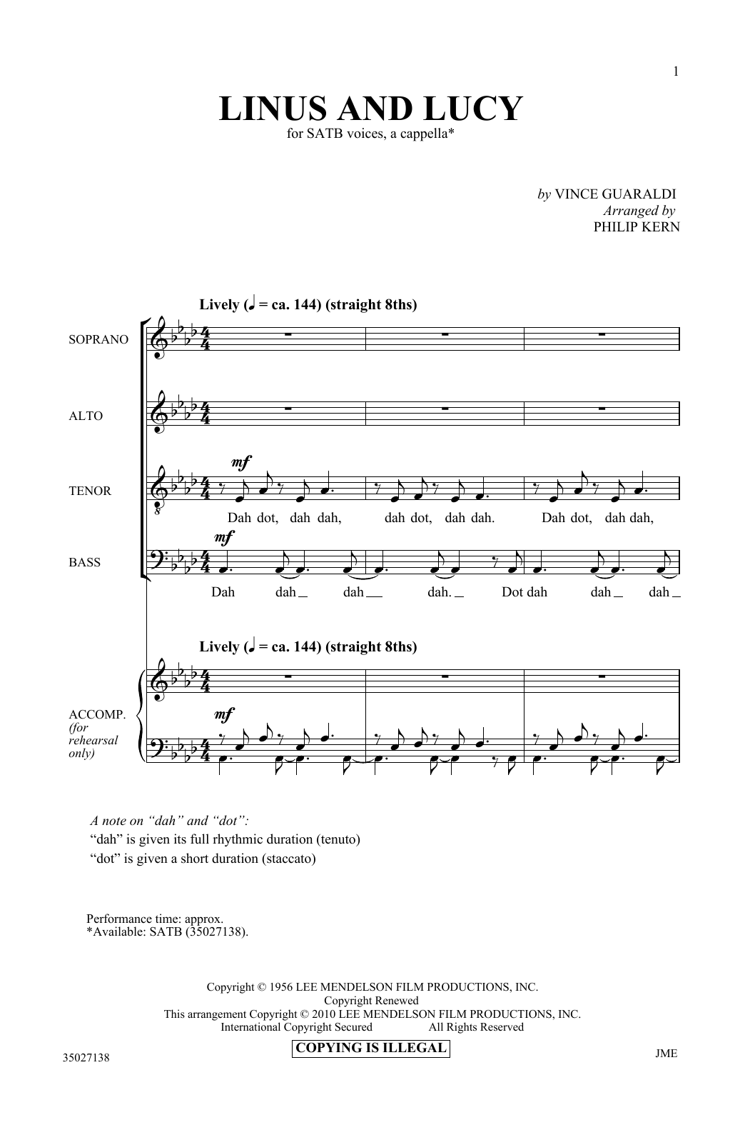 Linus And Lucy (SATB Choir) von Philip Kern