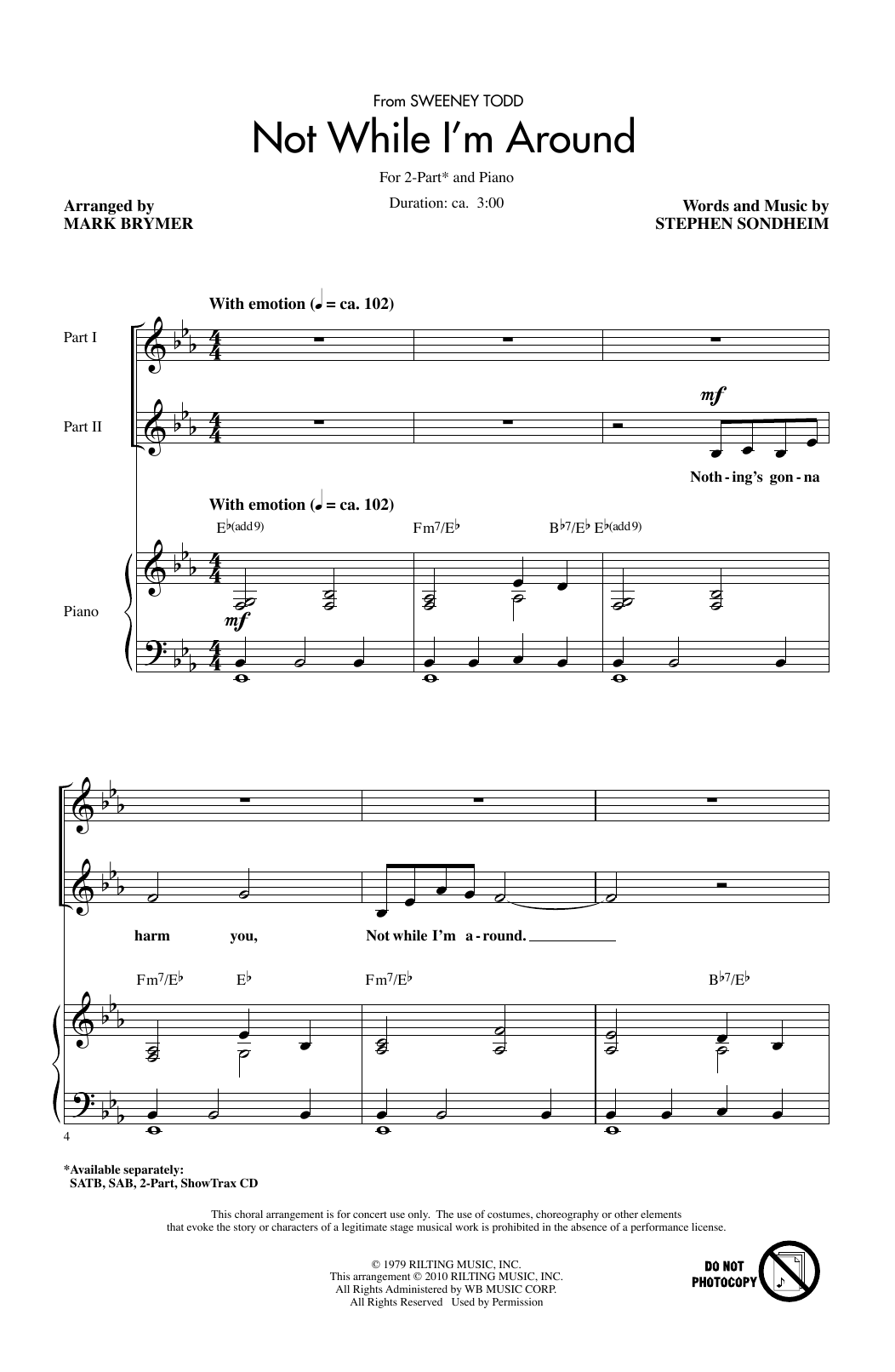 Not While I'm Around (from Sweeney Todd) (arr. Mark Brymer) (2-Part Choir) von Stephen Sondheim