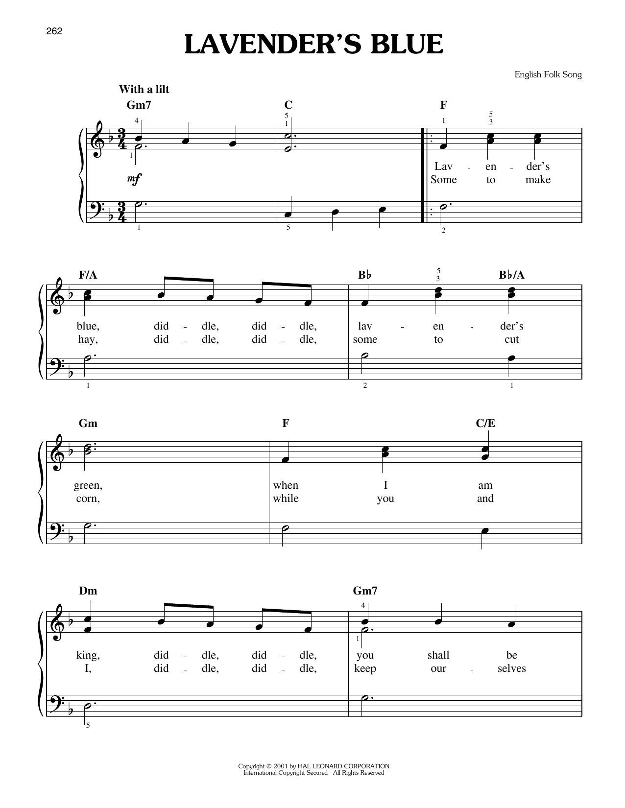 Lavender's Blue (Easy Piano) von English Folk Song