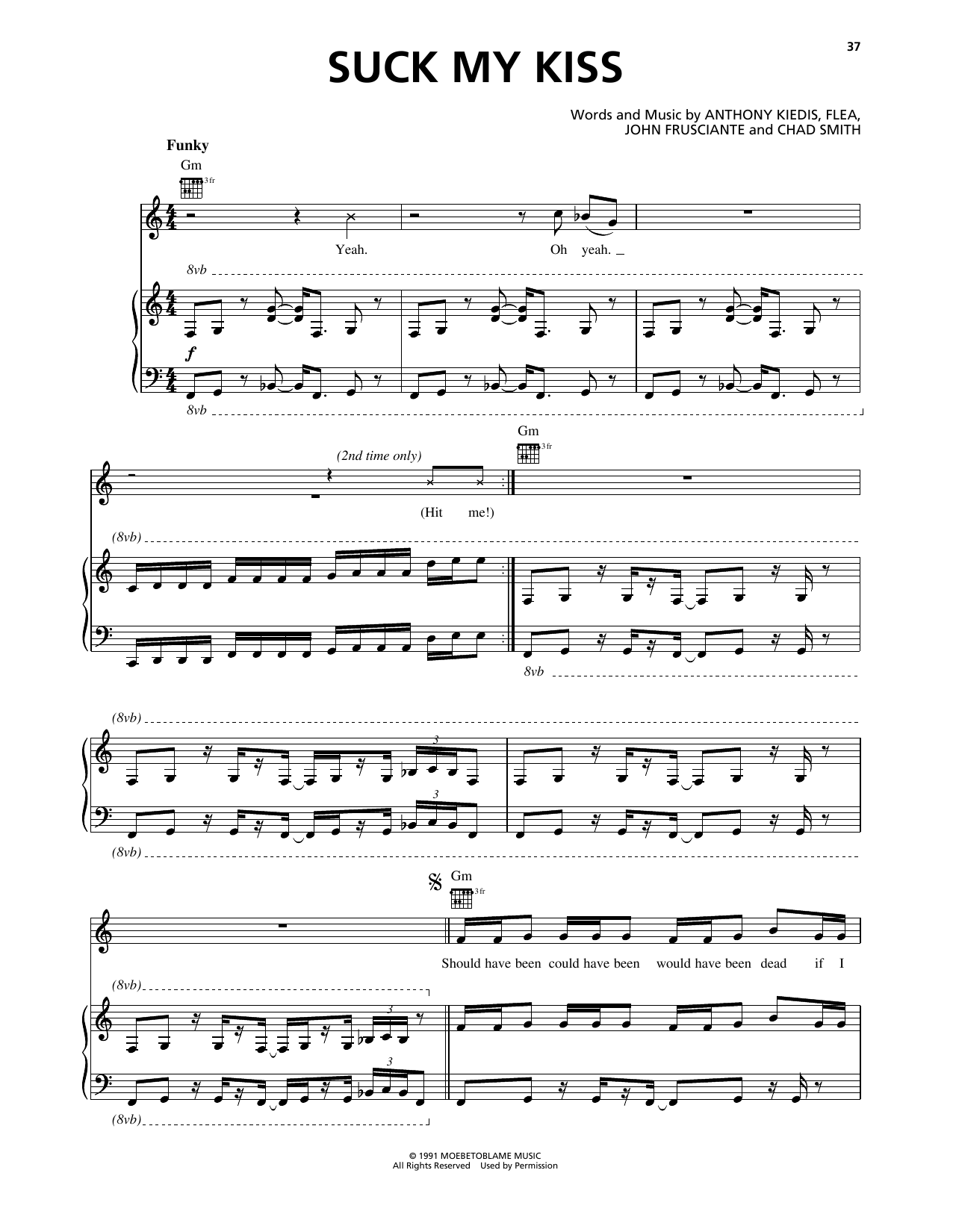 Suck My Kiss (Piano, Vocal & Guitar Chords (Right-Hand Melody)) von Red Hot Chili Peppers