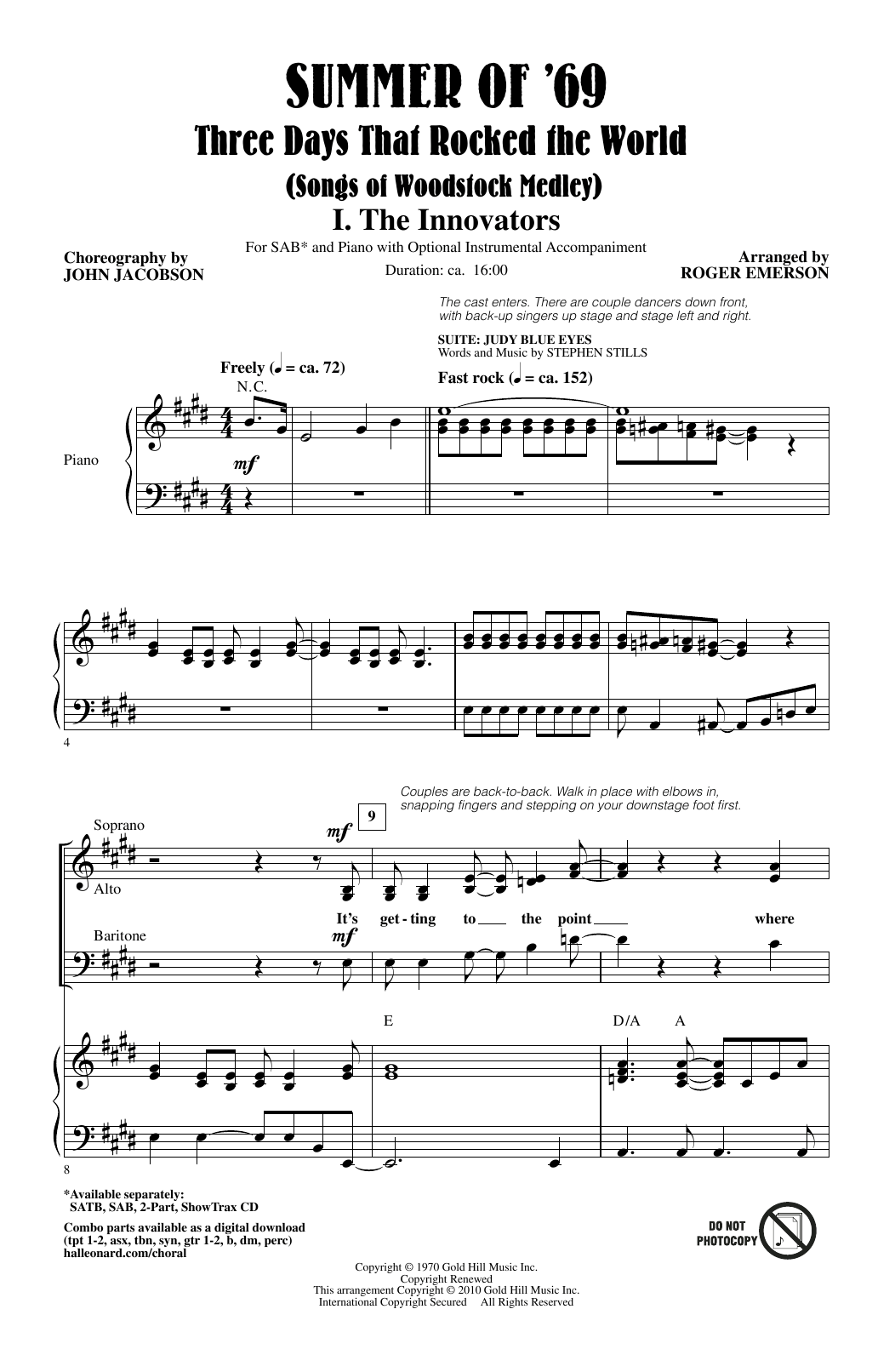 Summer of '69 - Three Days That Rocked the World (SAB Choir) von Roger Emerson