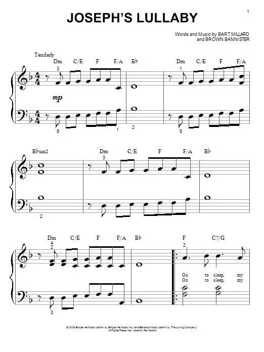 Joseph's Lullaby (Big Note Piano) von MercyMe