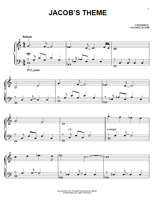 Jacob's Theme (Easy Piano) von Howard Shore