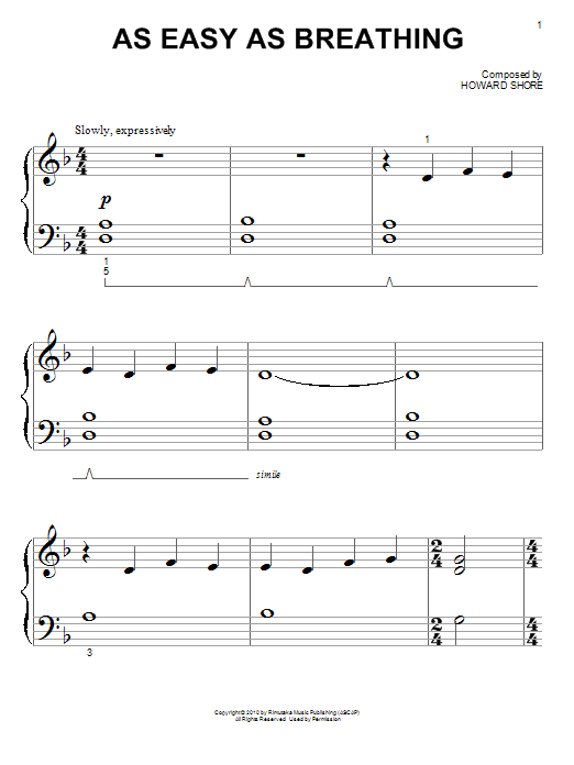 As Easy As Breathing (Big Note Piano) von Howard Shore