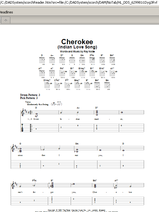 Cherokee (Indian Love Song) (Easy Guitar Tab) von Benny Goodman Sextet