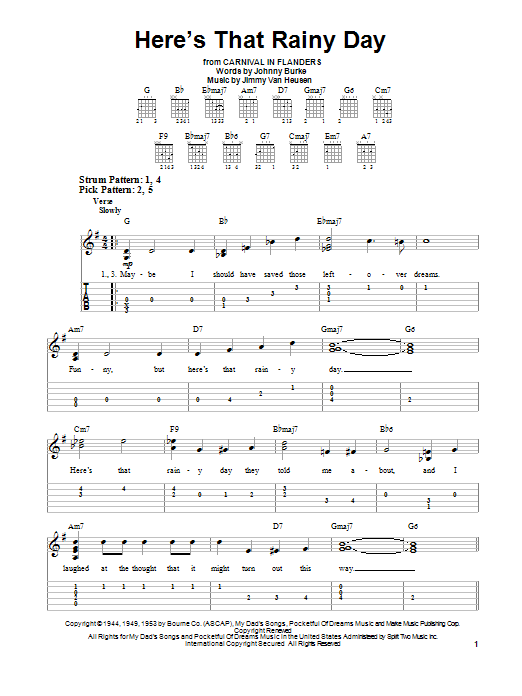 Here's That Rainy Day (Easy Guitar Tab) von Jimmy Van Heusen