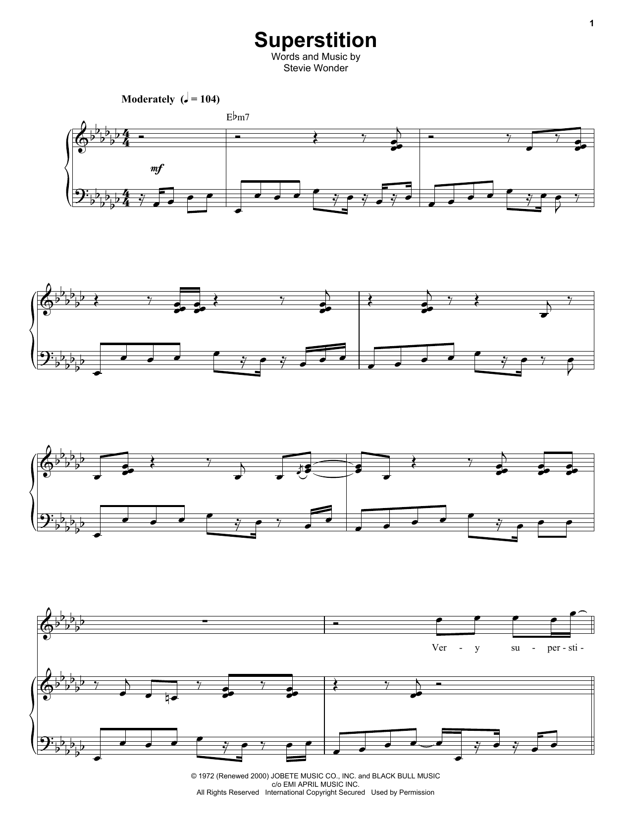 Superstition (Keyboard Transcription) von Stevie Wonder