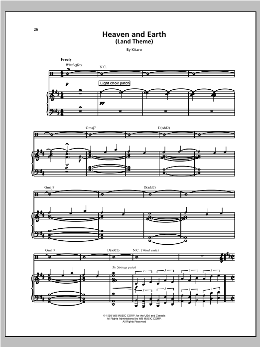 Heaven And Earth (Land Theme) (Piano & Vocal) von Kitaro