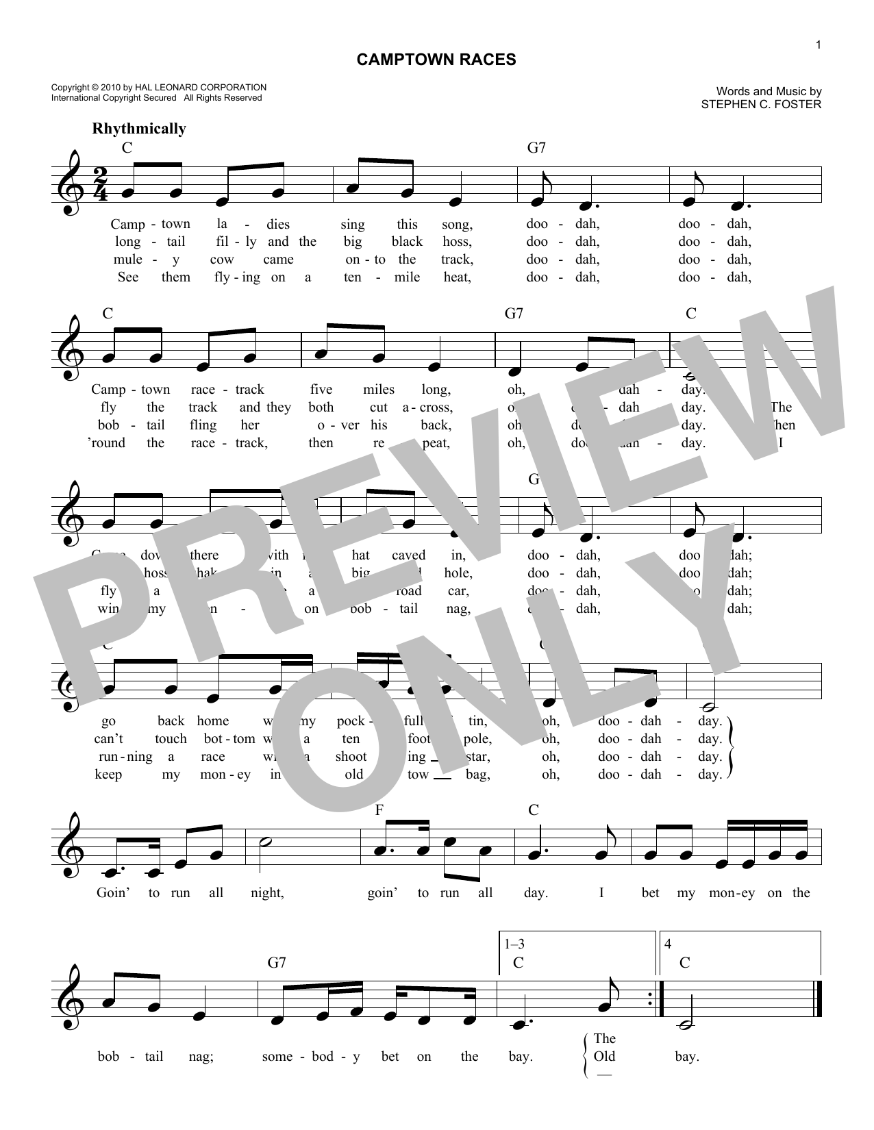 Camptown Races (Lead Sheet / Fake Book) von Stephen C. Foster