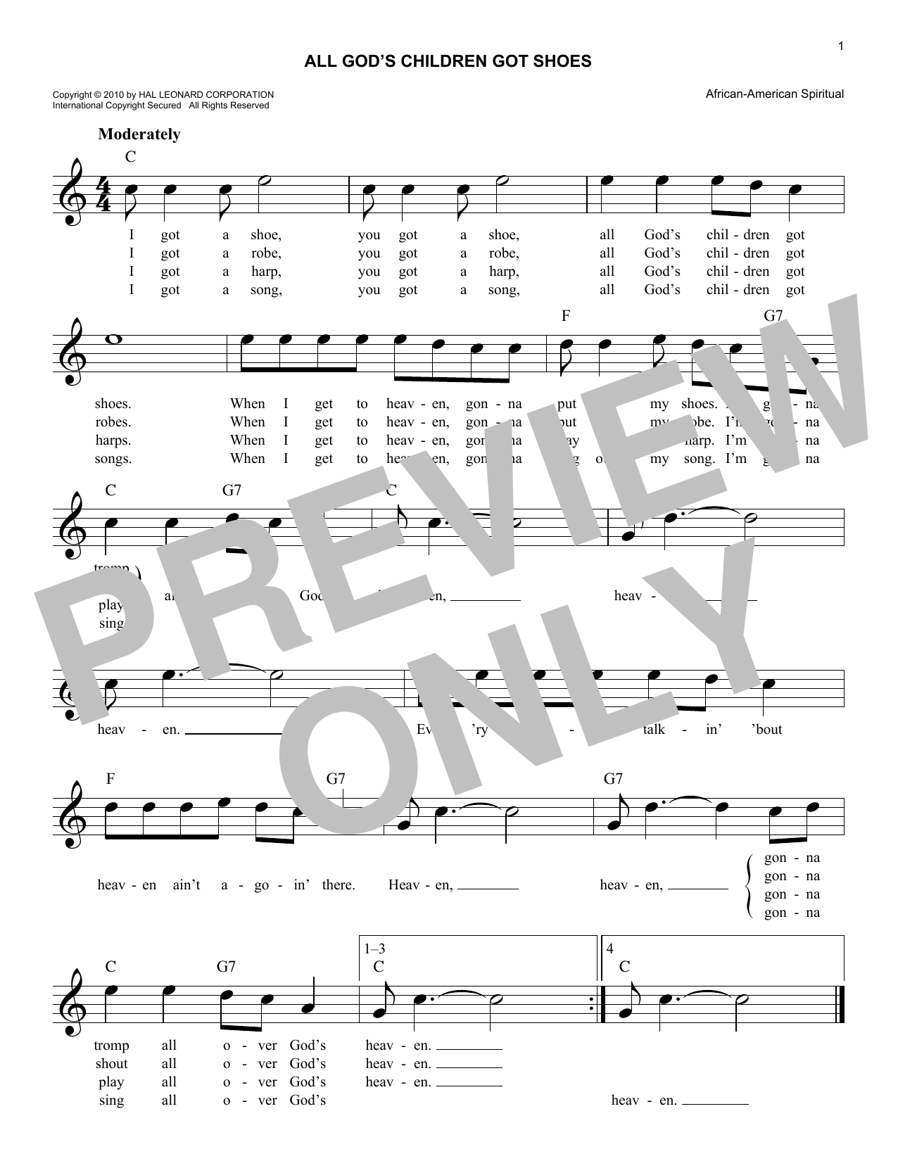 All God's Children Got Shoes (Lead Sheet / Fake Book) von Spiritual