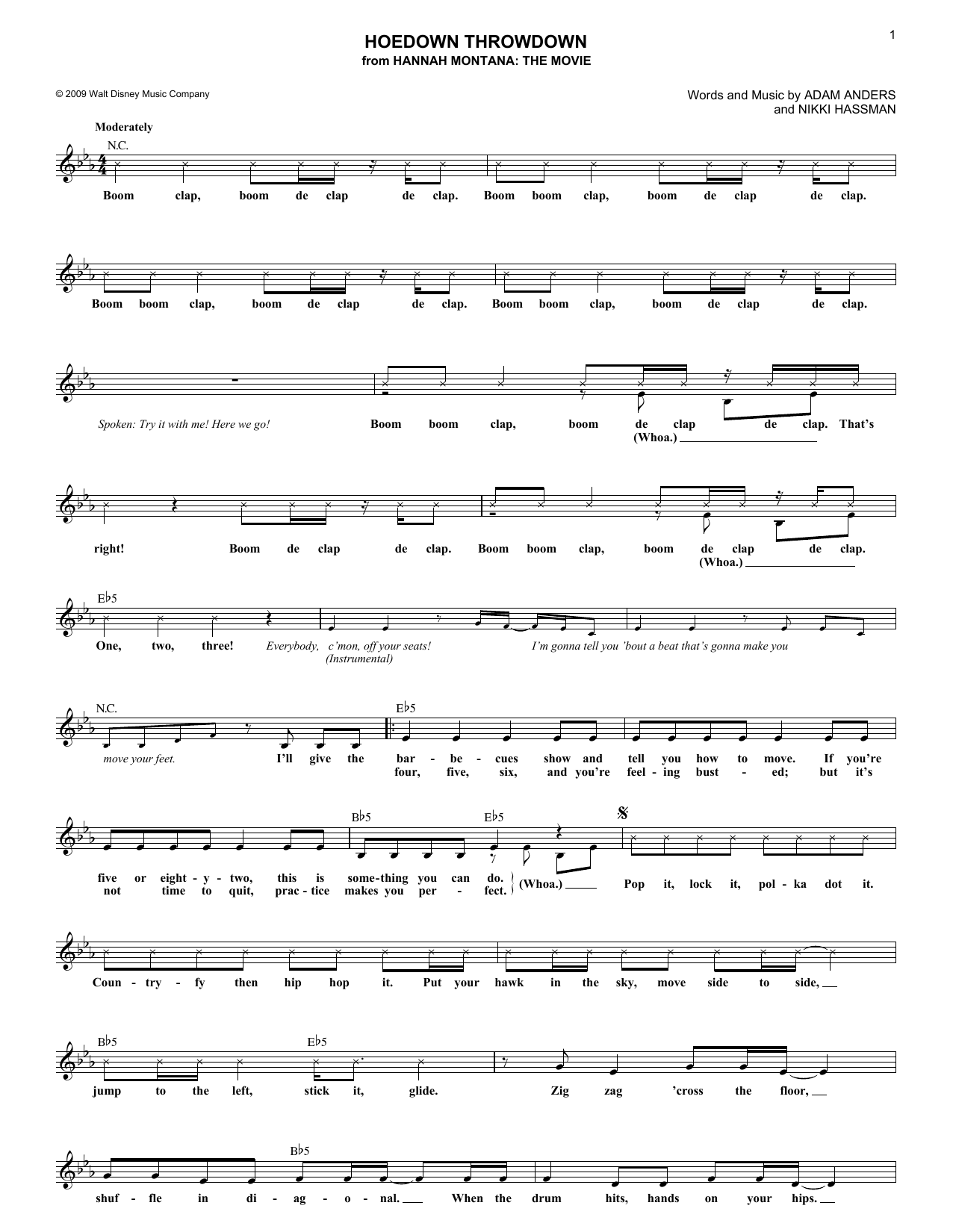 Hoedown Throwdown (Lead Sheet / Fake Book) von Miley Cyrus