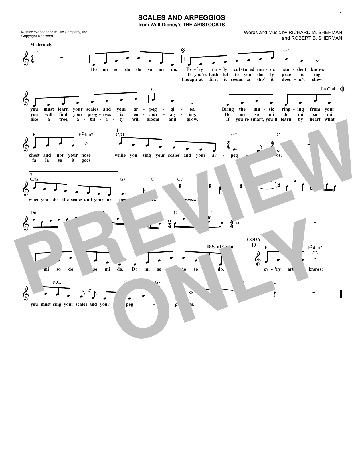 Scales And Arpeggios (Lead Sheet / Fake Book) von Richard M. Sherman