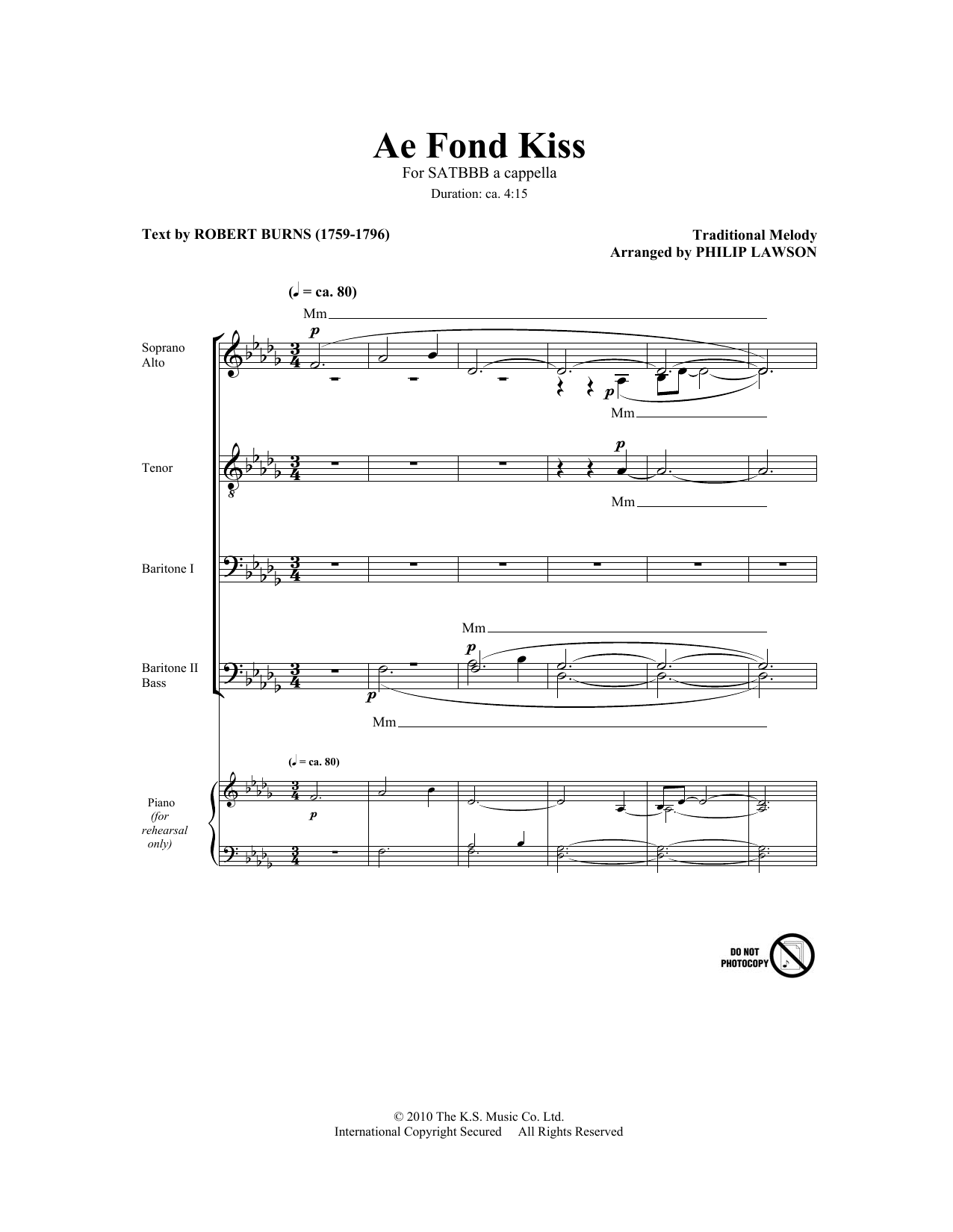 Ae Fond Kiss (SATB Choir) von Philip Lawson