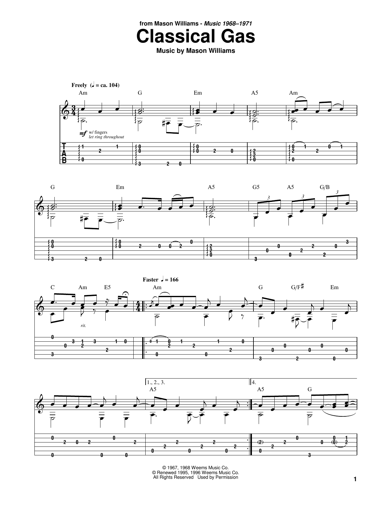 Classical Gas (Solo Guitar) von Mason Williams