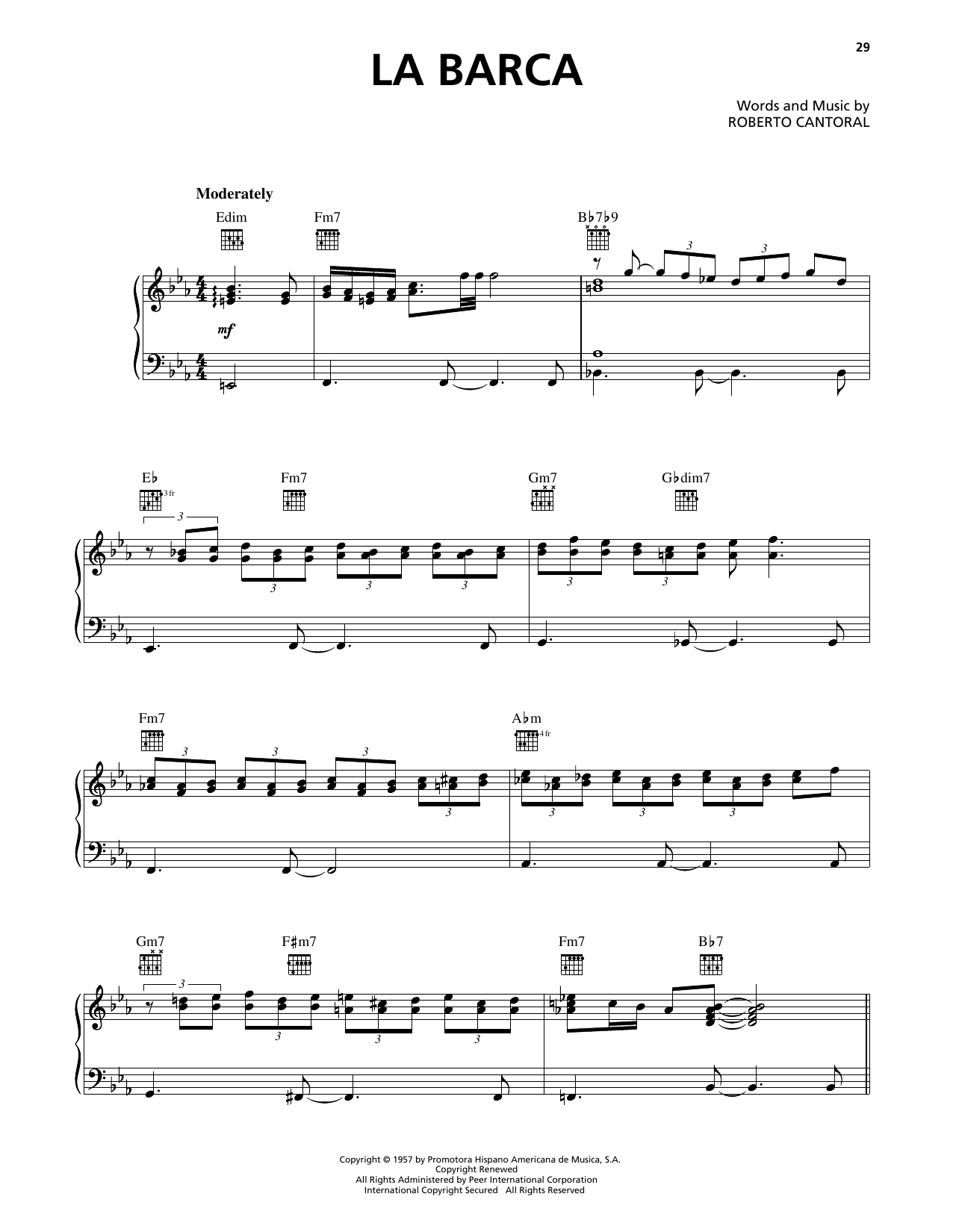 La Barca (Piano, Vocal & Guitar Chords (Right-Hand Melody)) von Luis Miguel