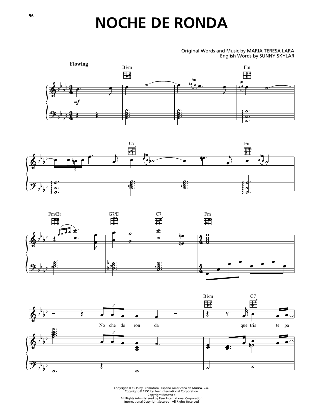 Noche De Ronda (Be Mine Tonight) (Piano, Vocal & Guitar Chords (Right-Hand Melody)) von Luis Miguel