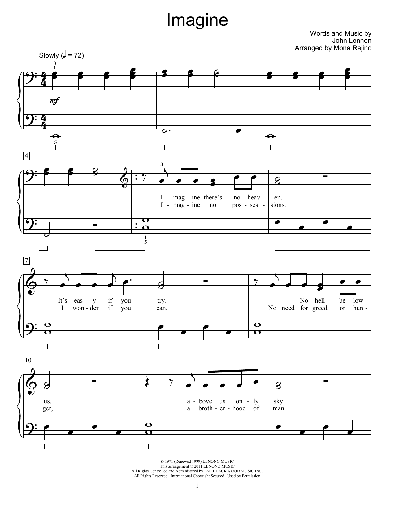 Imagine (Educational Piano) von John Lennon