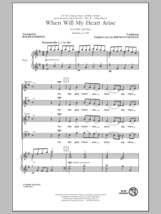 When Will My Heart Arise (SATB Choir) von Roger Emerson