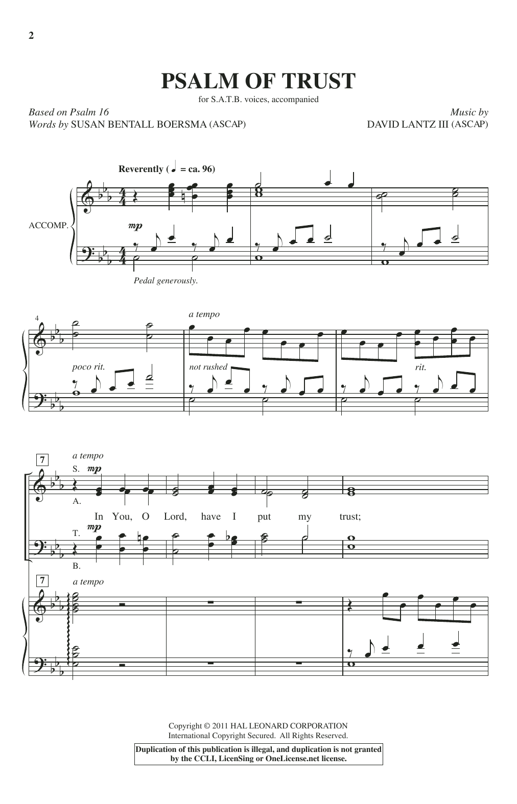 Psalm Of Trust (SATB Choir) von David Lantz III